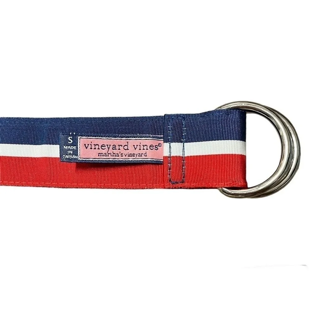 Vineyard Vines‎ Ribbon Belt Stripe D-Ring Buckle USA Nautical Size S